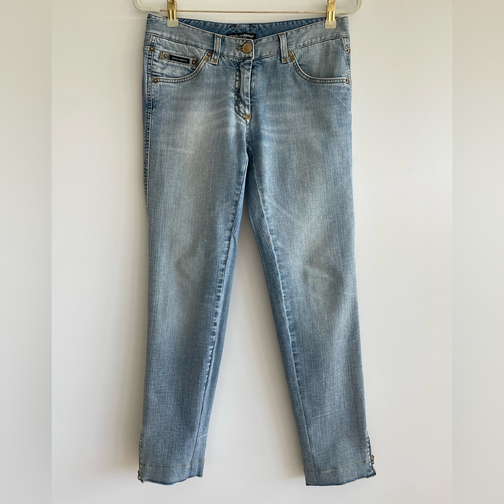 Dolce & Gabbana Light Wash Jeans with Ankle Zippers Size 42/6 - Picture 2 of 10